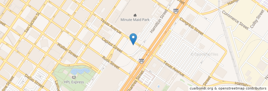 Mapa de ubicacion de HTX Fan Tavern en United States, Texas, Houston, Harris County.