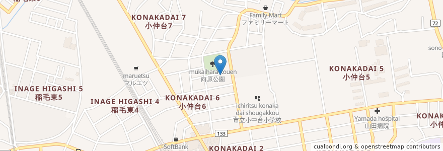 Mapa de ubicacion de 稲毛神経内科メモリークリニック en Japonya, 千葉県, 千葉市, 稲毛区.