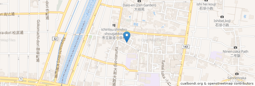 Mapa de ubicacion de 松原交番 en Japan, 京都府, Kioto, 東山区.