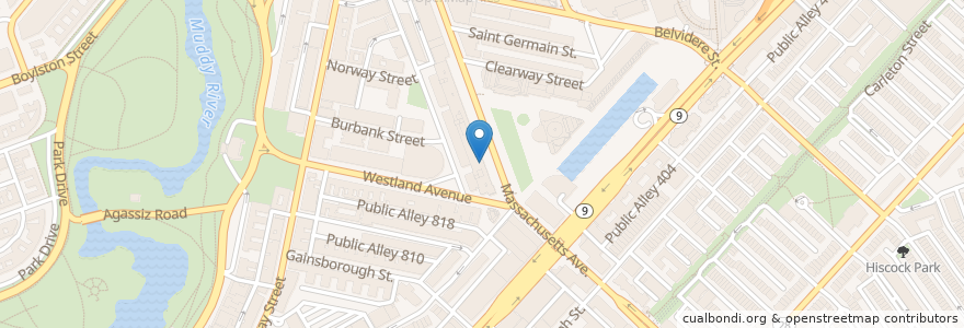 Mapa de ubicacion de Boston Market en Estados Unidos De América, Massachusetts, Suffolk County, Boston.