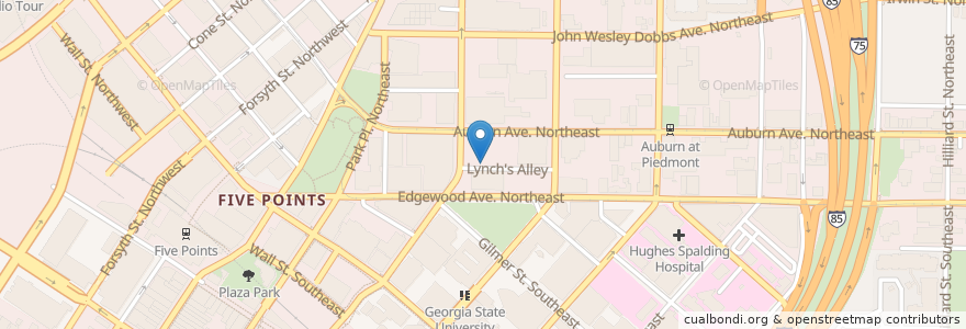 Mapa de ubicacion de Lynch's Alley en Amerika Syarikat, Georgia, Fulton County, Atlanta.