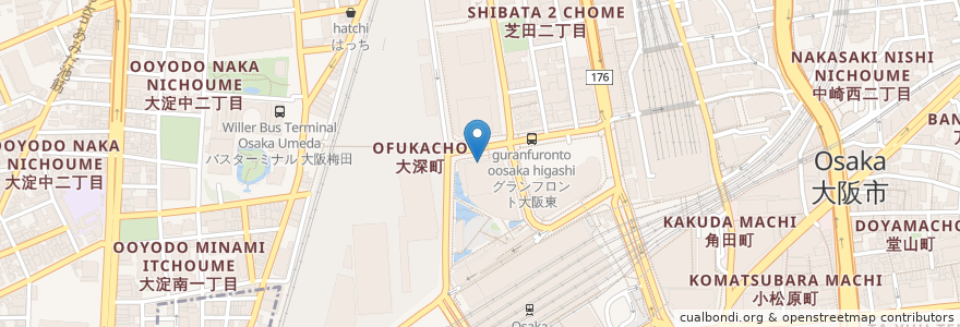 Mapa de ubicacion de ビブバール en 日本, 大阪府, 大阪市, 北区.