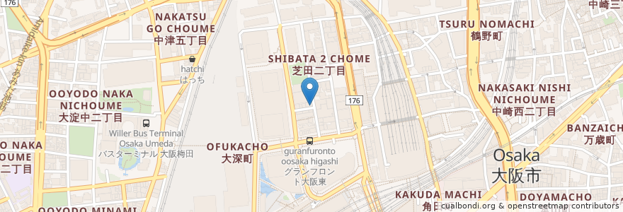 Mapa de ubicacion de モンシェリー en ژاپن, 大阪府, 大阪市, 北区.