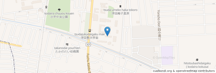 Mapa de ubicacion de 南校舎 en Japan, 東京都, 小平市.