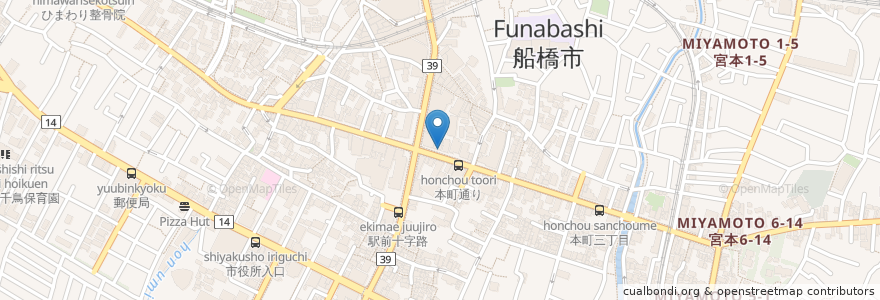Mapa de ubicacion de 粉者ニ焼 en Japan, 千葉県, 船橋市.
