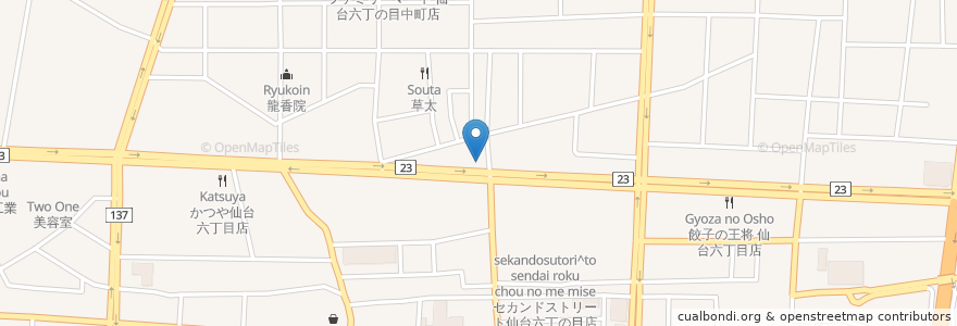 Mapa de ubicacion de そば処やぶ喜 en 日本, 宫城县, 仙台市, 若林区.