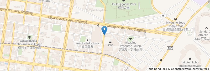 Mapa de ubicacion de ガスト 仙台榴岡店 en Japan, Präfektur Miyagi, 仙台市, 宮城野区.