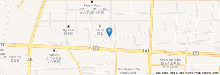 Mapa de ubicacion de 蕉風二八そば en 日本, 宮城県, 仙台市, 若林区.