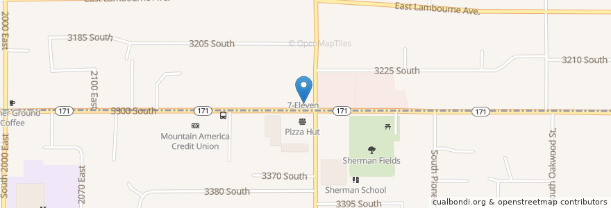 Mapa de ubicacion de 7-Eleven en アメリカ合衆国, ユタ州, Salt Lake County, Millcreek.
