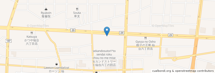 Mapa de ubicacion de ラーメン魅力屋 六丁の目店 en 日本, 宮城県, 仙台市, 若林区.