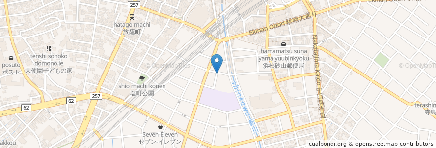 Mapa de ubicacion de ニュードラゴン en 日本, 静岡県, 浜松市, 中区.