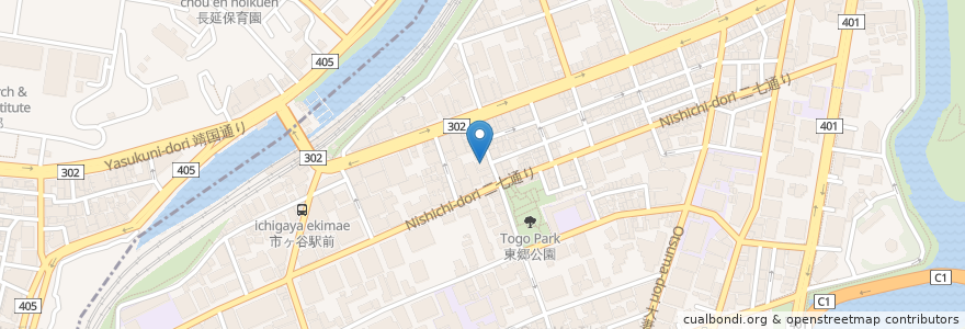 Mapa de ubicacion de おば屋 東大門 en Japón, Tokio, Chiyoda.