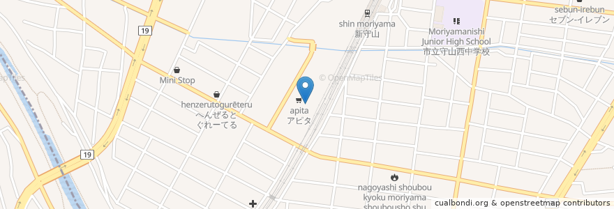 Mapa de ubicacion de Starbucks en Japan, Aichi Prefecture, Nagoya, Moriyama Ward.