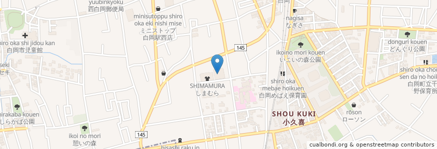 Mapa de ubicacion de ドラッグストアセキ en Jepun, 埼玉県, 白岡市.