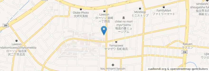Mapa de ubicacion de カラオケスナック蘭 en 日本, 宮城県, 仙台市, 太白区.