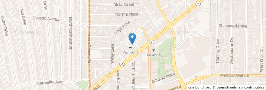 Mapa de ubicacion de Western Union en 미국, 캘리포니아주, Los Angeles County, 로스앤젤레스, West Hollywood.