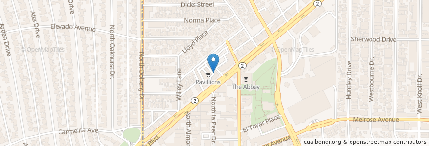 Mapa de ubicacion de Jamba Juice en 미국, 캘리포니아주, Los Angeles County, 로스앤젤레스, West Hollywood.