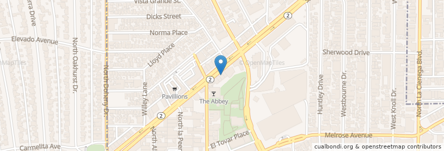 Mapa de ubicacion de Tom Tom Bar en アメリカ合衆国, カリフォルニア州, Los Angeles County, ロサンゼルス, West Hollywood.