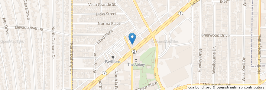 Mapa de ubicacion de Cafe D'Etoile en Estados Unidos Da América, Califórnia, Los Angeles County, Los Angeles, West Hollywood.