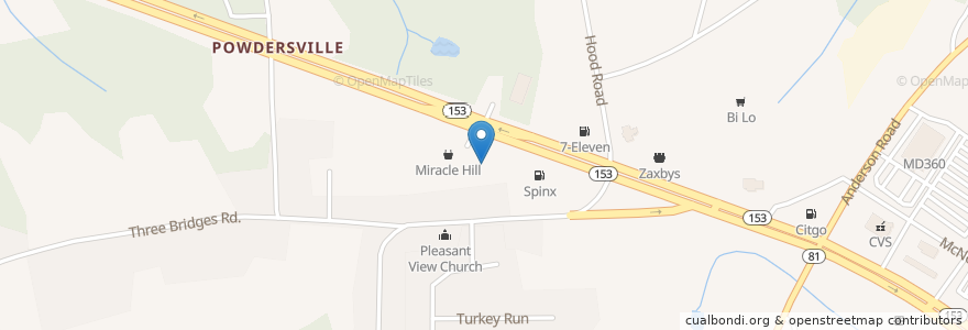 Mapa de ubicacion de Urgent Care en Estados Unidos Da América, Carolina Do Sul, Anderson County, Powdersville.