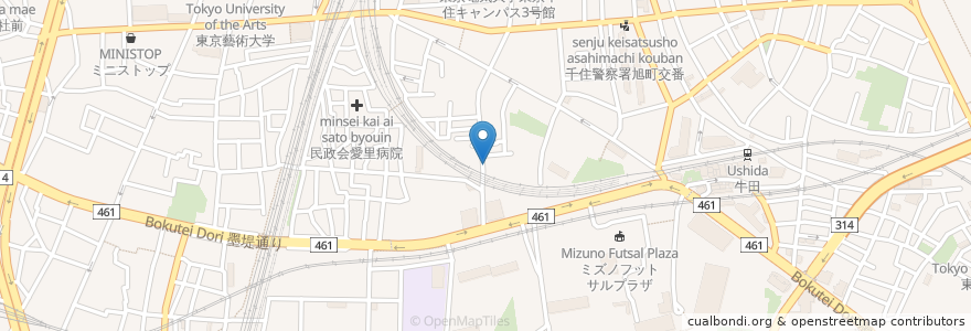 Mapa de ubicacion de 足立堂接骨院 en Japón, Tokio, Adachi.