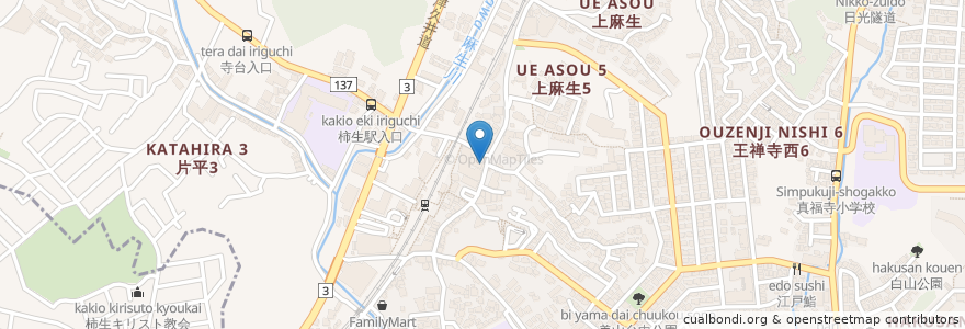 Mapa de ubicacion de Sun Cafe en 일본, 가나가와현, 川崎市, 아사오 구.