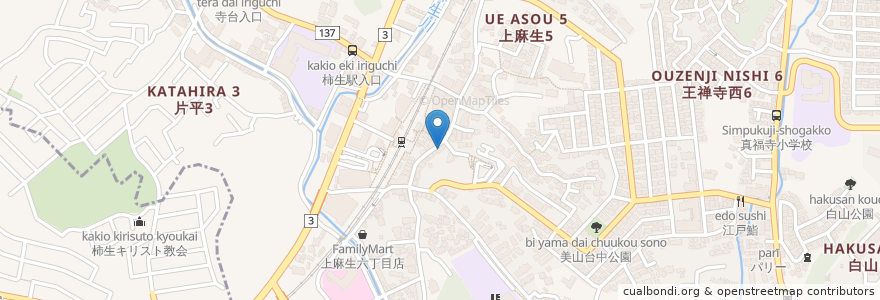 Mapa de ubicacion de 風知草 en 日本, 神奈川縣, 川崎市, 麻生区.