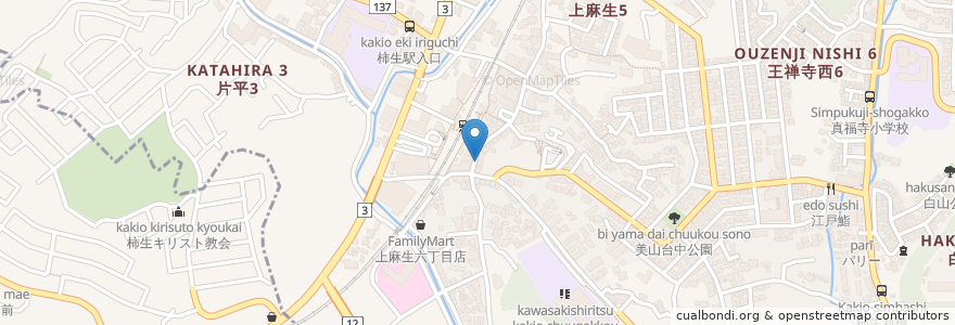 Mapa de ubicacion de ミルチ亜細亜食堂 en Japan, 神奈川県, 川崎市, 麻生区.