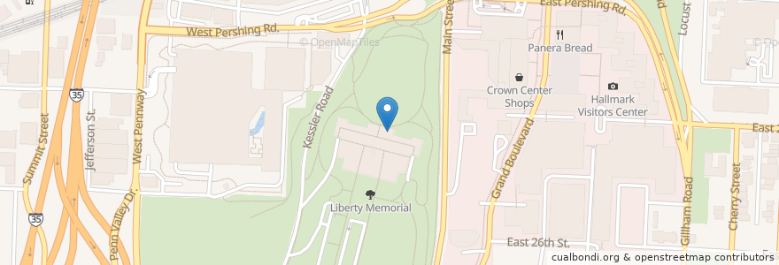 Mapa de ubicacion de Liberty Memorial North Fountain en Estados Unidos De América, Misuri, Kansas City, Jackson County.