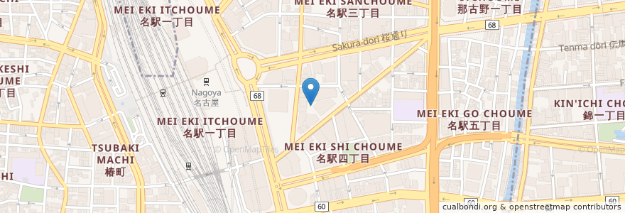 Mapa de ubicacion de まるは食堂地下 en Japón, Prefectura De Aichi, Nagoya, 中村区.