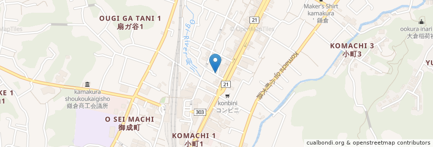 Mapa de ubicacion de 豊島屋菓寮 en Japon, Préfecture De Kanagawa, 鎌倉市.