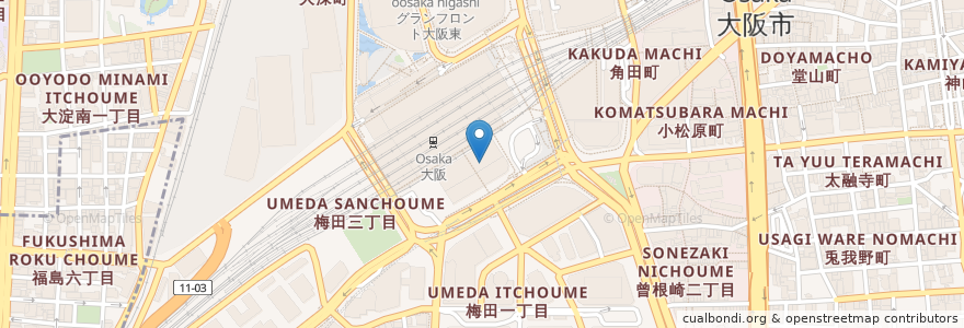 Mapa de ubicacion de つるとんたん en Giappone, Prefettura Di Osaka, 大阪市, 北区.