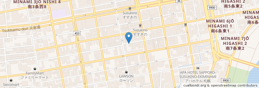 Mapa de ubicacion de 開陽亭 en Japan, Präfektur Hokkaido, 石狩振興局, 札幌市, 中央区.