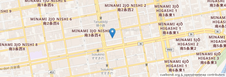 Mapa de ubicacion de ザバーナノ en اليابان, محافظة هوكايدو, 石狩振興局, 札幌市, 中央区.