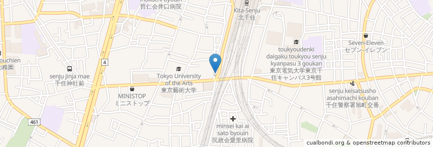Mapa de ubicacion de 北千住幸仁クリニック en Japonya, 東京都, 足立区.