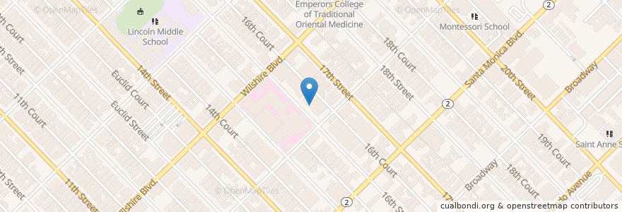 Mapa de ubicacion de Melinda W Pruitt DDS Inc en アメリカ合衆国, カリフォルニア州, Los Angeles County.