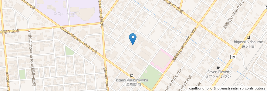 Mapa de ubicacion de 北海道立北見病院 en Japan, 北海道, オホーツク総合振興局, 北見市.