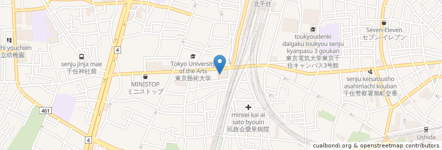 Mapa de ubicacion de 日本政策金融公庫 en ژاپن, 東京都, 足立区.