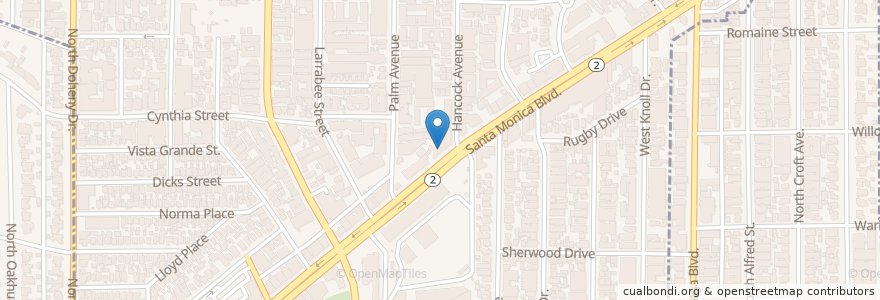 Mapa de ubicacion de Thirty-2 Advanced Dentistry en 미국, 캘리포니아주, Los Angeles County, 로스앤젤레스, West Hollywood.