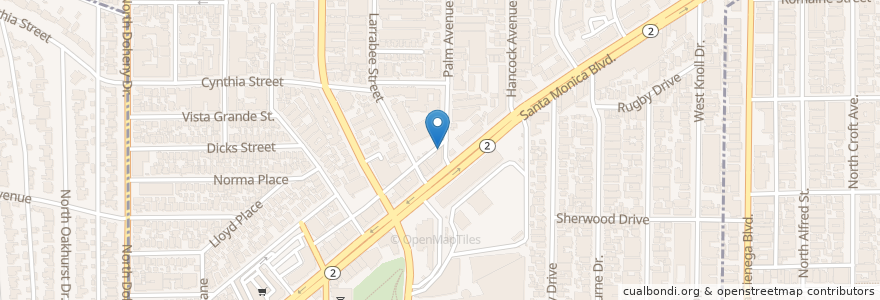 Mapa de ubicacion de Ajisai en 미국, 캘리포니아주, Los Angeles County, 로스앤젤레스, West Hollywood.