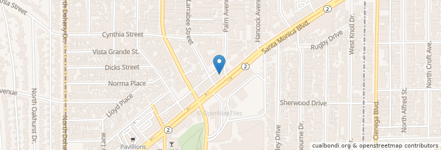 Mapa de ubicacion de Yogurt Stop en Соединённые Штаты Америки, Калифорния, Los Angeles County, Лос-Анджелес, West Hollywood.