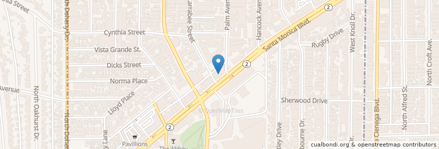 Mapa de ubicacion de George's Greek en アメリカ合衆国, カリフォルニア州, Los Angeles County, ロサンゼルス, West Hollywood.