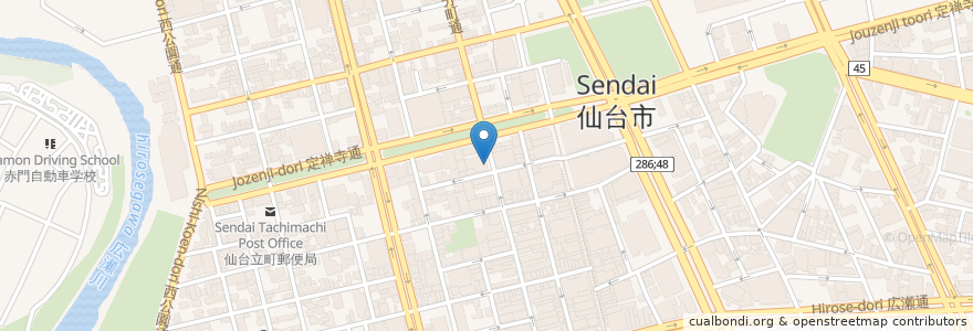 Mapa de ubicacion de クスリの金英堂 en ژاپن, 宮城県, 仙台市, 青葉区.
