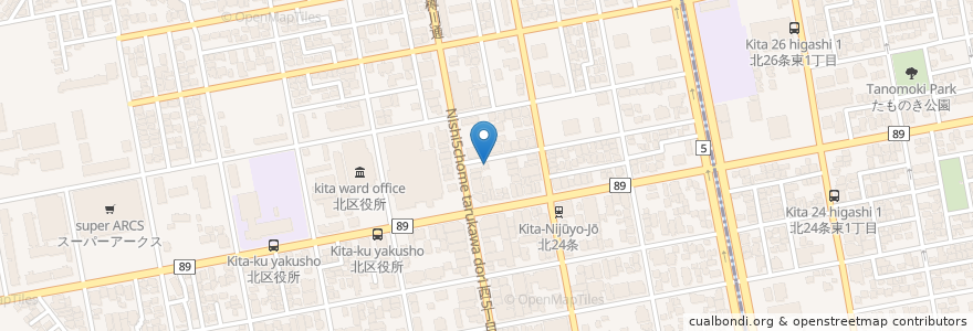 Mapa de ubicacion de まつ元 en Japan, Hokkaido Prefecture, Ishikari Subprefecture, Sapporo, Kita Ward.