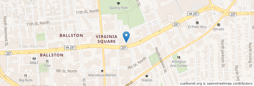 Mapa de ubicacion de Tropical Smoothie Cafe en Stati Uniti D'America, Virginia, Arlington County, Arlington.