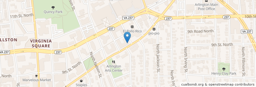 Mapa de ubicacion de Virginia Square Dental en 미국, 버지니아, Arlington County, Arlington.