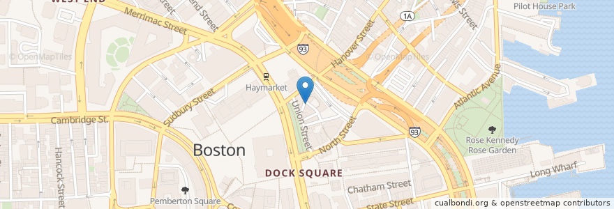 Mapa de ubicacion de The Green Dragon Tavern en United States, Massachusetts, Suffolk County, Boston.