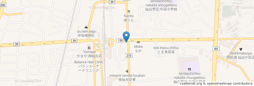 Mapa de ubicacion de かぜの子 en Japan, 宮城県, 仙台市, 太白区.