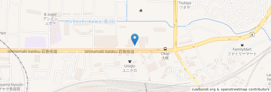 Mapa de ubicacion de かっぱ寿司 仙台幸町店 en Japan, Miyagi Prefecture, Sendai, Miyagino Ward.