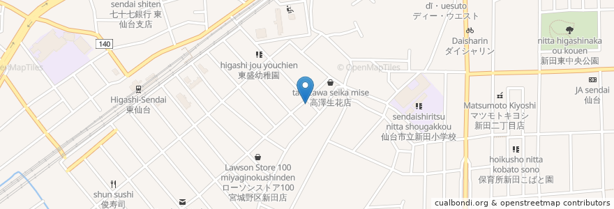 Mapa de ubicacion de スナックハッピーワン en Japan, Präfektur Miyagi, 仙台市, 宮城野区.